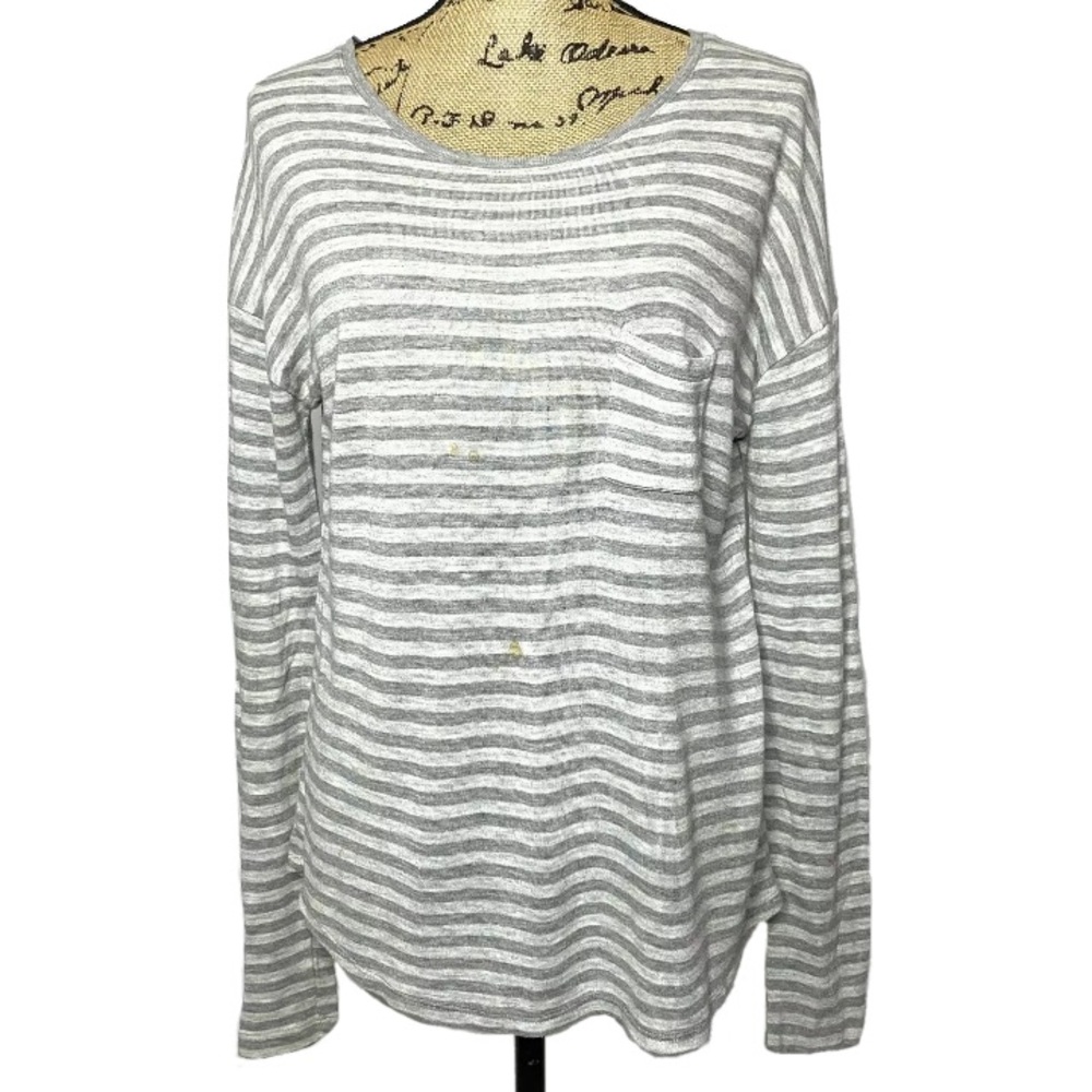 Vince Gray Striped Long Sleeve Shirt